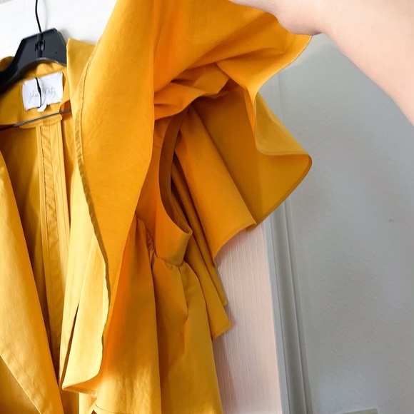 Johanna Ortiz Tulip Evolution Jacket Dress Ruffle Yellow Wrap Dandelion 2 EUC - Picture 4 of 7